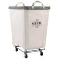 Seville Classics Natural White Commercial Rolling Canvas Laundry Room Hamper, 22D x 16 W x 27 H