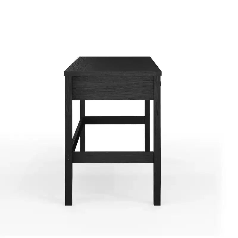 Scrivania a 3 cassetti con gambe affusolate, telaio nero/legno chiaro naturale, 1 persona