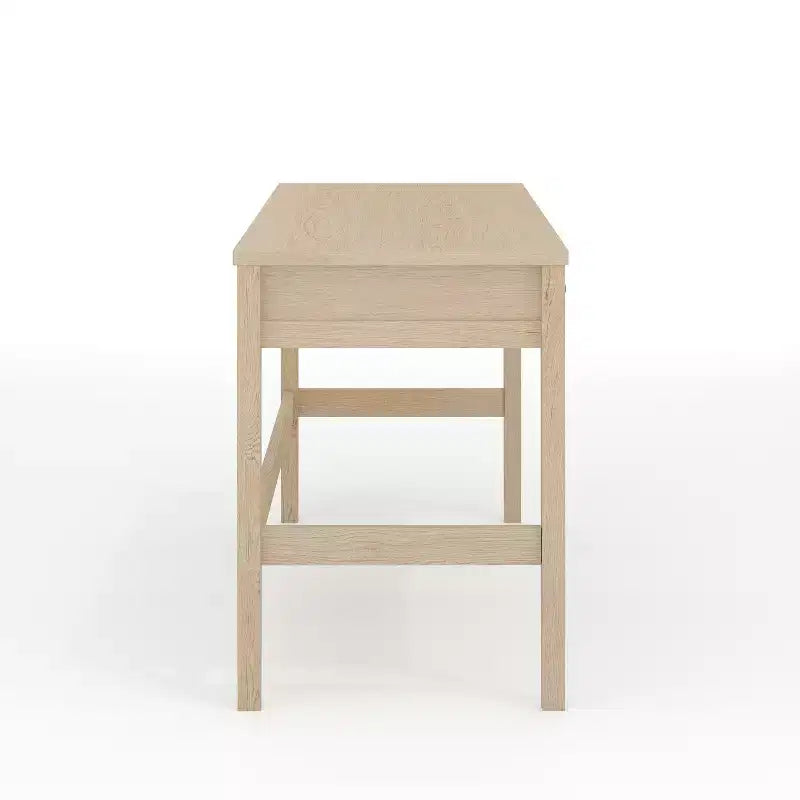 Scrivania a 3 cassetti con gambe affusolate, telaio nero/legno chiaro naturale, 1 persona