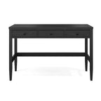 Scrivania a 3 cassetti con gambe affusolate, telaio nero/legno chiaro naturale, 1 persona