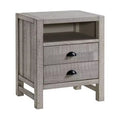 Alaterre Furniture Windsor 2-Drawer Wood Nightstand with Open Shelf  Rustic Distressed Bedside Table with Metal Glides for Kids Bedroom