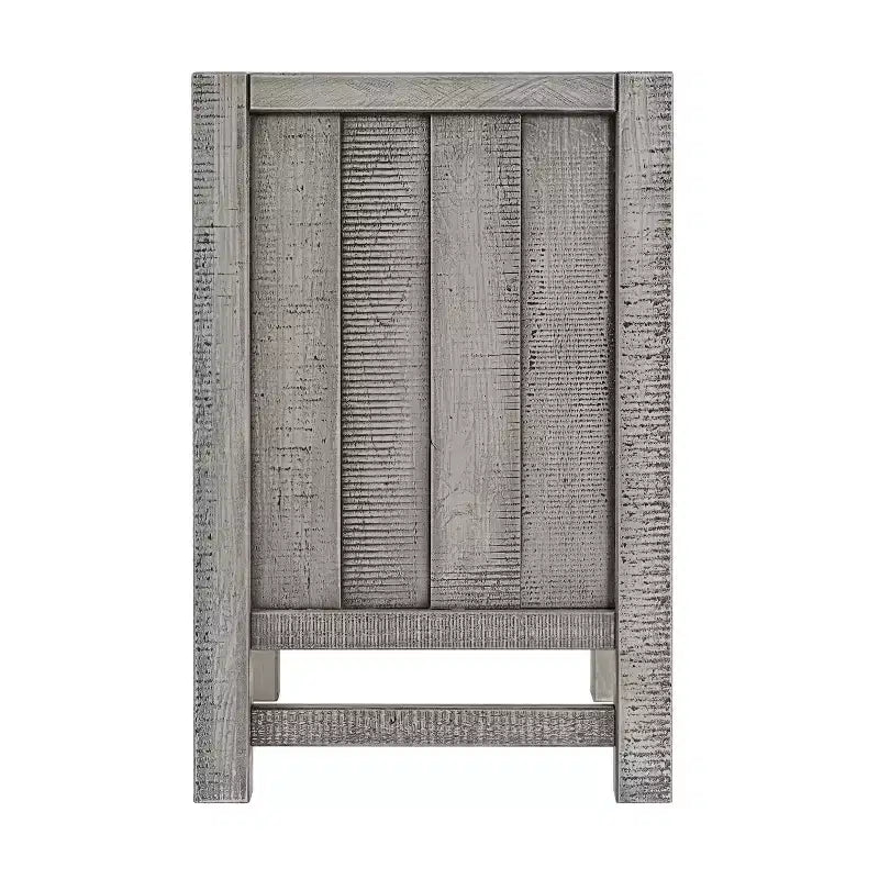 Comodino in legno grigio a 2 cassetti con ripiano aperto
