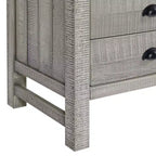Comodino in legno grigio a 2 cassetti con ripiano aperto