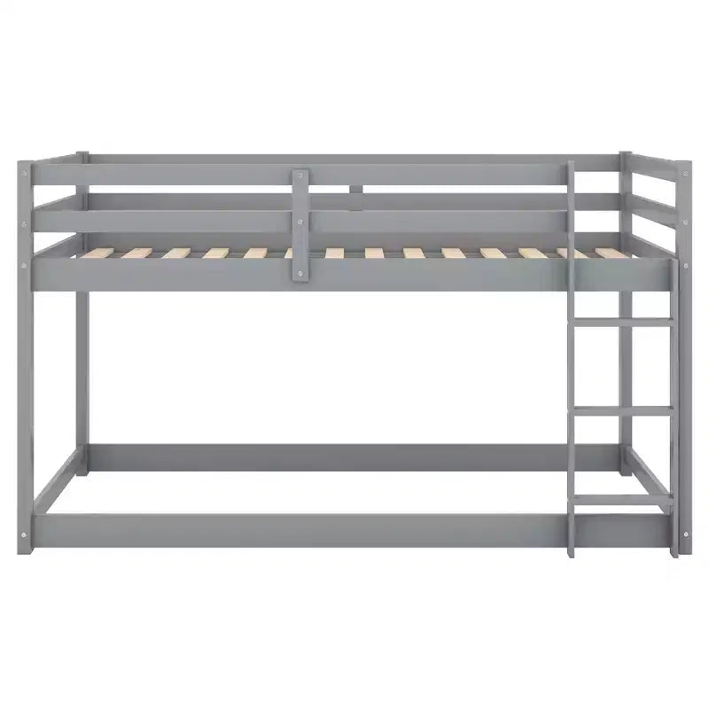 Letto a castello basso singolo/singolo grigio/bianco con scaletta e sponde, per 2