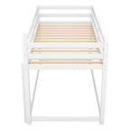 Letto a castello basso singolo/singolo grigio/bianco con scaletta e sponde, per 2