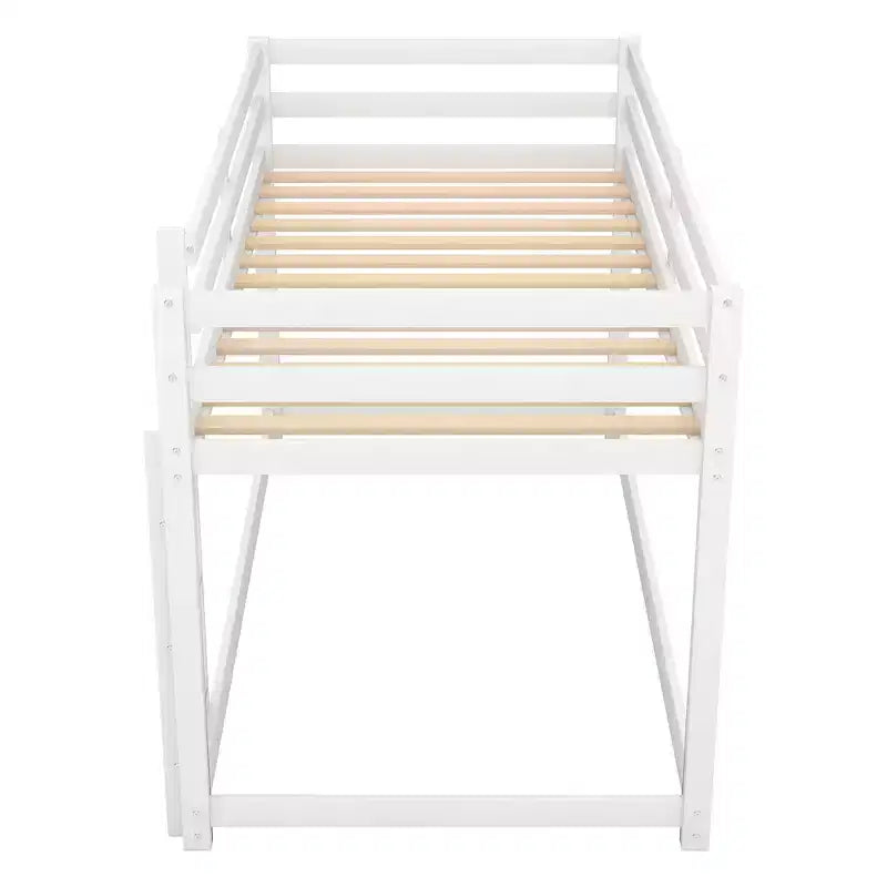 Letto a castello basso singolo/singolo grigio/bianco con scaletta e sponde, per 2