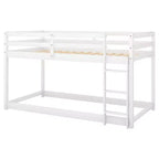 Letto a castello basso singolo/singolo grigio/bianco con scaletta e sponde, per 2