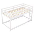 Letto a castello basso singolo/singolo grigio/bianco con scaletta e sponde, per 2