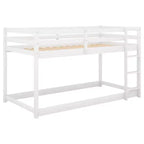 Letto a castello basso singolo/singolo grigio/bianco con scaletta e sponde, per 2