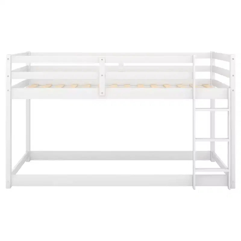 Letto a castello basso singolo/singolo grigio/bianco con scaletta e sponde, per 2