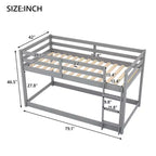 Letto a castello basso singolo/singolo grigio/bianco con scaletta e sponde, per 2
