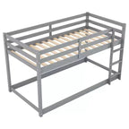 Letto a castello basso singolo/singolo grigio/bianco con scaletta e sponde, per 2