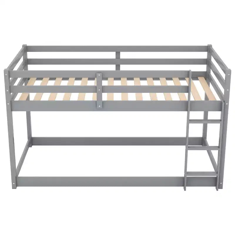 Letto a castello basso singolo/singolo grigio/bianco con scaletta e sponde, per 2