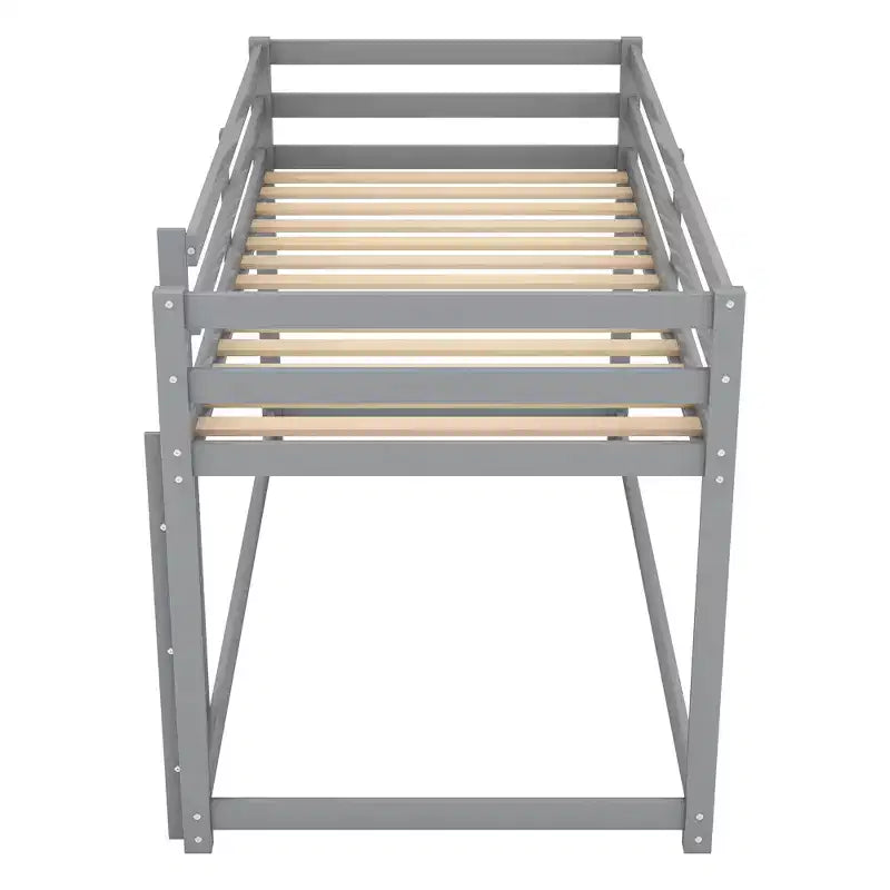 Letto a castello basso singolo/singolo grigio/bianco con scaletta e sponde, per 2