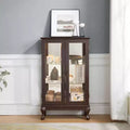 Okak Curio Cabinet, Display Cabinet with 2 Tempered Glass Doors and Adjustable Shelves, Storage Cabinet for Living Room, Bedroom