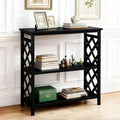 Hostack Console Table 3-Tier with Storage Shelves, Solid Wood Legs for Hallway and Living Room, Black