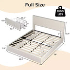 Struttura letto a piattaforma imbottita in velluto a coste nero / marrone / bianco sporco con 4 cassetti portaoggetti – Matrimoniale francese / Matrimoniale standard / King (1–2 persone)