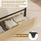 Struttura letto a piattaforma matrimoniale in rattan naturale con cassetti portaoggetti, doghe in legno | 1 persona