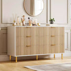 Cassettiera a 6 cassetti con maniglie dorate – Comò moderno in legno per camera da letto