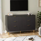 Cassettiera a 6 cassetti con maniglie dorate – Comò moderno in legno per camera da letto