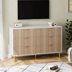 Cassettiera a 6 cassetti con maniglie dorate – Comò moderno in legno per camera da letto