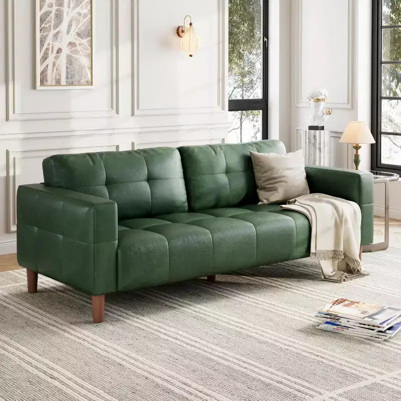 Divano a 3 posti in similpelle Beige/Nero/Blu/Marrone/Verde, larghezza 210,8 cm