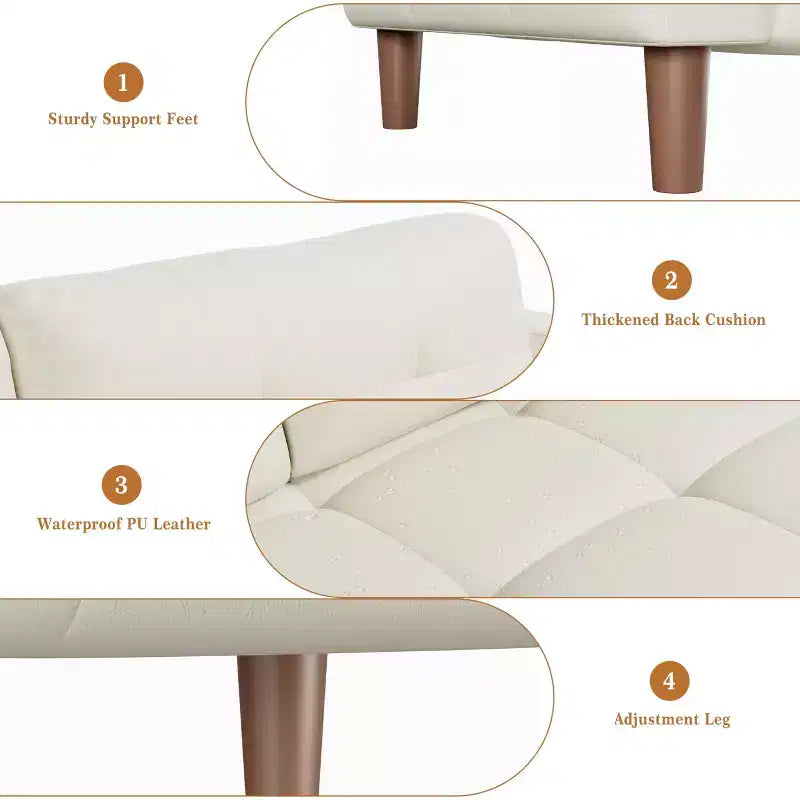 Divano a 3 posti in similpelle Beige/Nero/Blu/Marrone/Verde, larghezza 210,8 cm