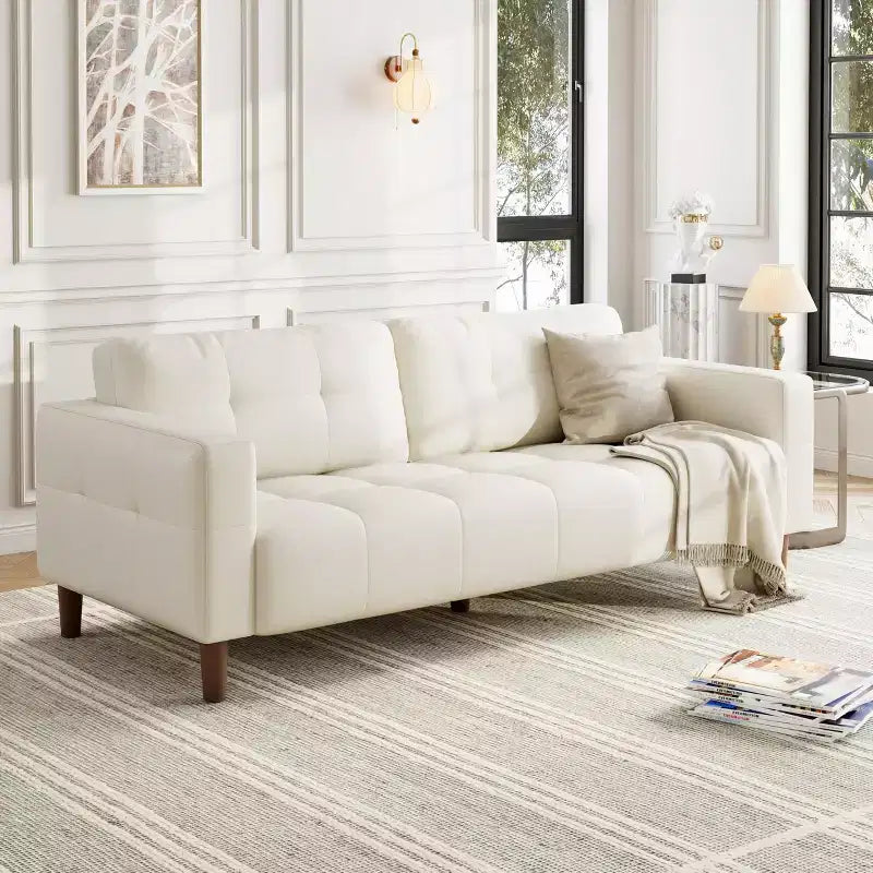 Divano a 3 posti in similpelle Beige/Nero/Blu/Marrone/Verde, larghezza 210,8 cm
