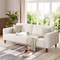 3-Seater Sofa Couch,83Wide Faux Leather Sofa Couch with Spring Cushion, Modern Sofa with Deep Seats and 2 Removable Back Cushions, for Living Room