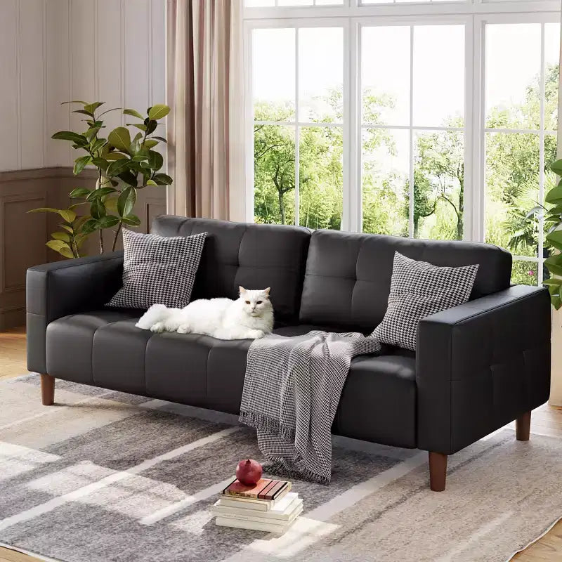 Divano a 3 posti in similpelle Beige/Nero/Blu/Marrone/Verde, larghezza 210,8 cm