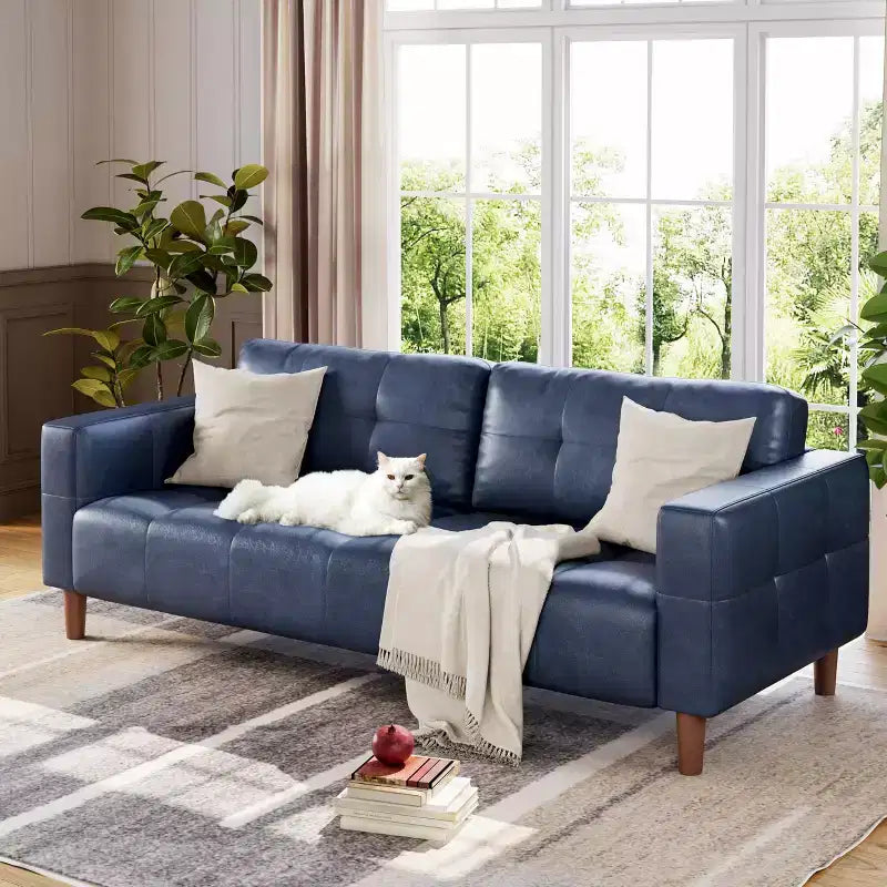 Divano a 3 posti in similpelle Beige/Nero/Blu/Marrone/Verde, larghezza 210,8 cm