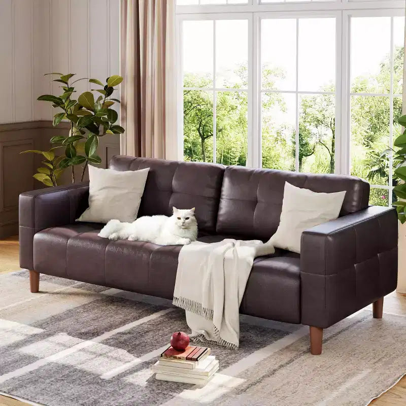 Divano a 3 posti in similpelle Beige/Nero/Blu/Marrone/Verde, larghezza 210,8 cm