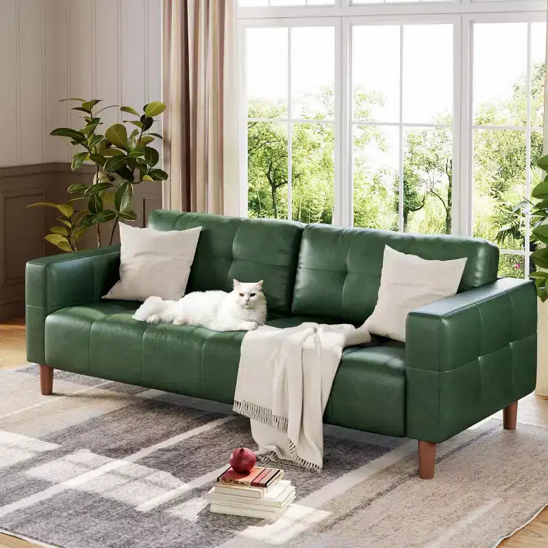 Divano a 3 posti in similpelle Beige/Nero/Blu/Marrone/Verde, larghezza 210,8 cm