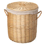 Wickerwise Round Willow Wicker Laundry Basket with Lid Side Handles & Removable Fabric Liner Natural Decorative Storage Hamper