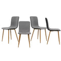 FurnitureR Dining Chairs Set of 4, Fabric Cushion Side Chairs Mid-Back with PU Back and Oak Metal Legs for Kitchen, Dining Room, Grey/Black