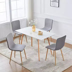 Set di 4 sedie da pranzo grigie e nere, seduta in tessuto con schienale medio e schienale in PU con gambe in metallo effetto rovere