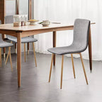 Set di 4 sedie da pranzo grigie e nere, seduta in tessuto con schienale medio e schienale in PU con gambe in metallo effetto rovere