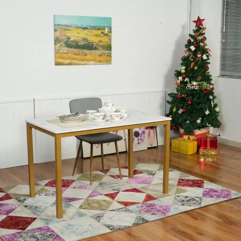 Set di 4 sedie da pranzo grigie e nere, seduta in tessuto con schienale medio e schienale in PU con gambe in metallo effetto rovere