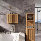Mobiletto da Bagno a Parete in Bambù Naturale, 3 Ripiani, Monouso