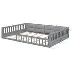 Letto a grandezza naturale per bambini con recinzione, base in legno con cuscino imbottito