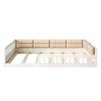 Letto a grandezza naturale per bambini con recinzione, base in legno con cuscino imbottito