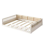 Letto a grandezza naturale per bambini con recinzione, base in legno con cuscino imbottito