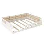 Letto a grandezza naturale per bambini con recinzione, base in legno con cuscino imbottito