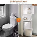 Mobiletto da bagno salvaspazio da WC con 3 ripiani, colore bianco, montaggio in 1 persona