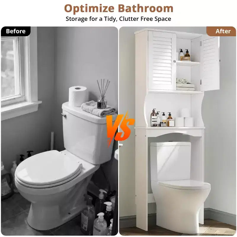 Mobiletto da bagno salvaspazio da WC con 3 ripiani, colore bianco, montaggio in 1 persona