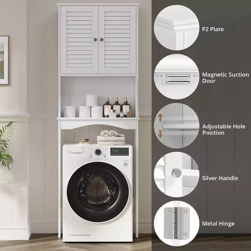 Mobiletto da bagno salvaspazio da WC con 3 ripiani, colore bianco, montaggio in 1 persona