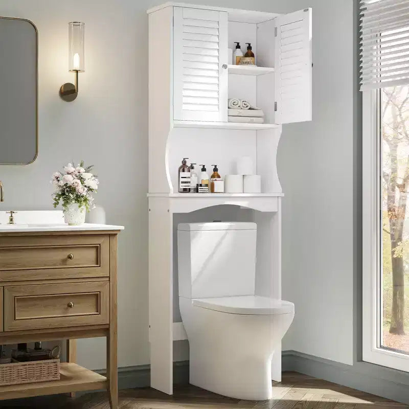 Mobiletto da bagno salvaspazio da WC con 3 ripiani, colore bianco, montaggio in 1 persona