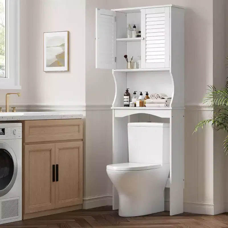 Mobiletto da bagno salvaspazio da WC con 3 ripiani, colore bianco, montaggio in 1 persona