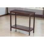 Console in legno di acacia marrone con ripiano inferiore, rettangolare, montaggio da 1 persona
