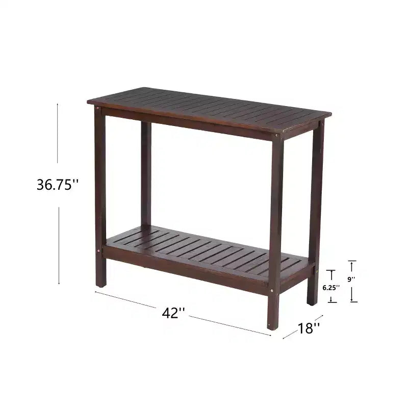 Console in legno di acacia marrone con ripiano inferiore, rettangolare, montaggio da 1 persona